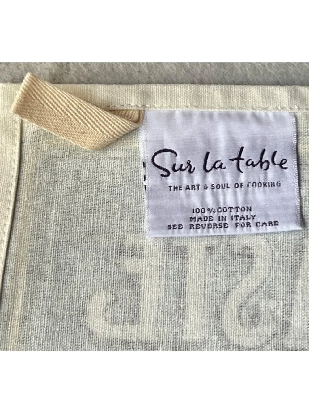 Sur la Table Tea Towel Grande Deposito Italian Pasta Chart Cotton 28